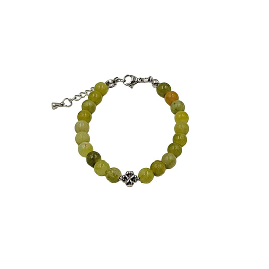Natursteinperlenarmband Lucky clover