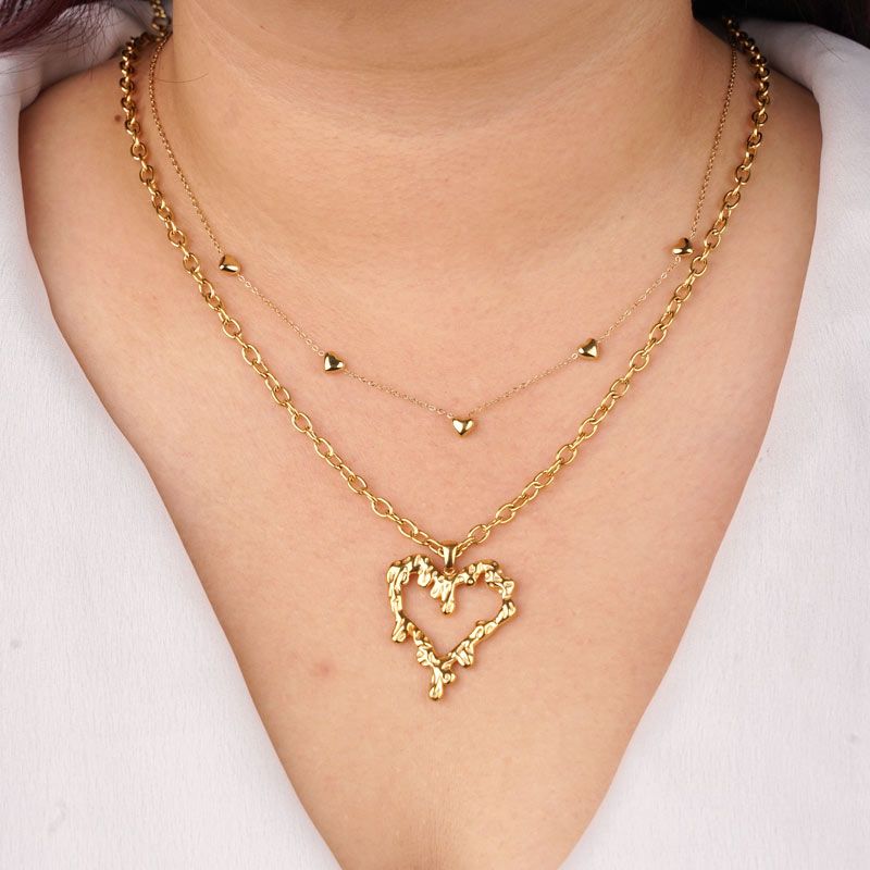 Quintet-Hearts Edelstahl Halskette