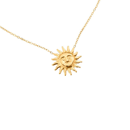 One Sun With Simple Chain Edelstahl Halskette