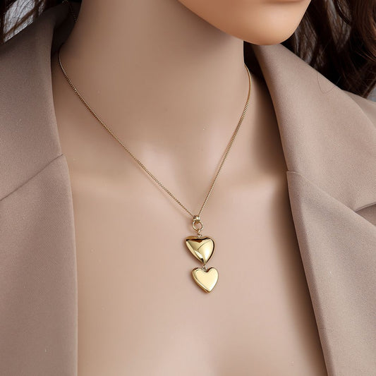 Two Hearts Edelstahl Halskette