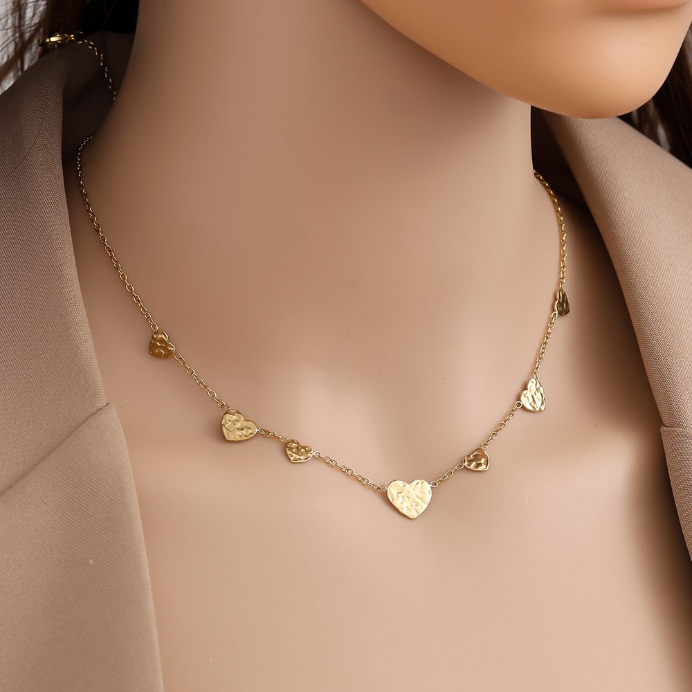 40cm Small Hearts Chain Edelstahl Halskette