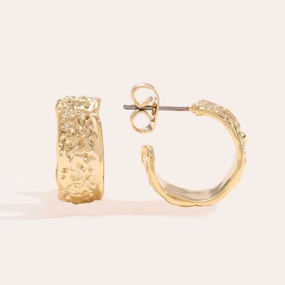 Uneven Hoop Vergoldete Edelstahl Ohrringe