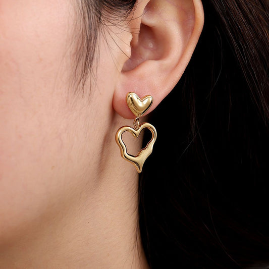 Irregular Heart Edelstahl Ohrringe