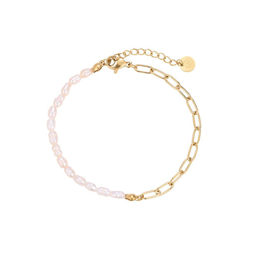 Perle Und Kette Edelstahl Armband