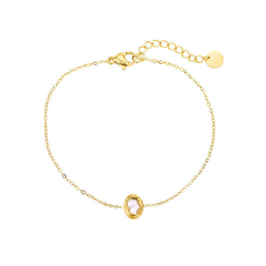 Shining Mother Of Pearl In Oval Frame Edelstahl Armband