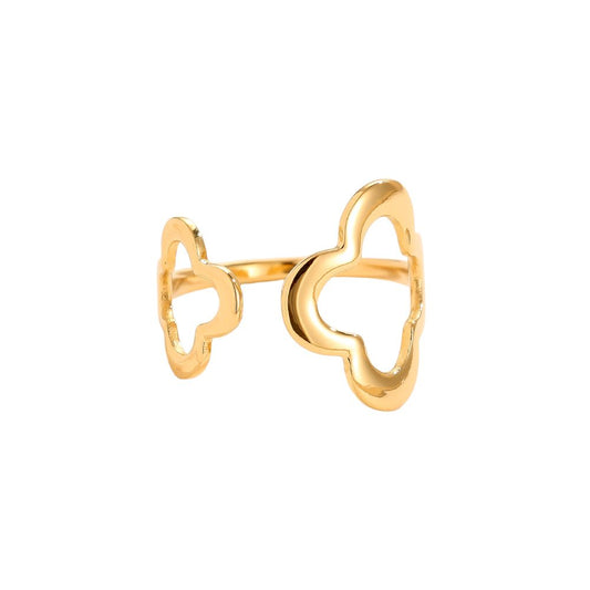 Two Clover Edelstahl Ring