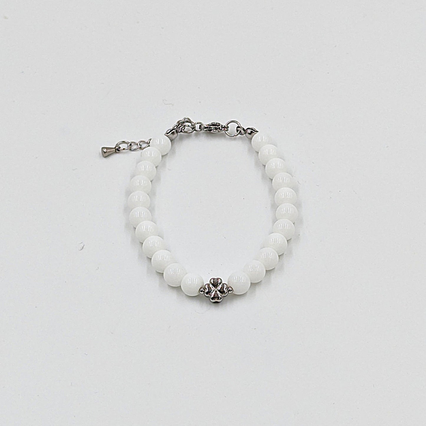 Natursteinperlenarmband Lucky clover