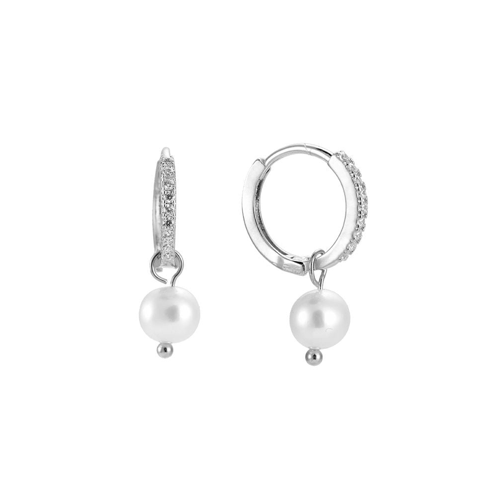 Fine Single Round Pearl Plated Earrings