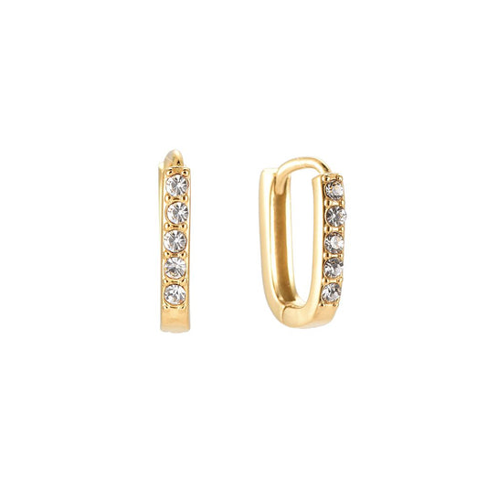 Fine 5 Diamonds Square Stainless Steel Earrings