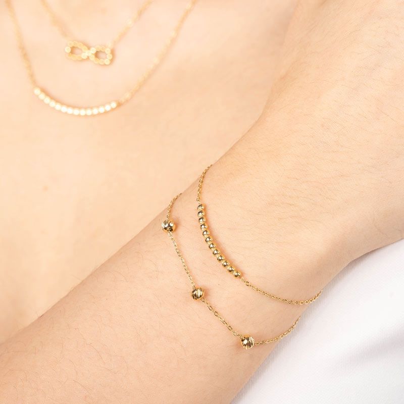 Gold Balls Y Chain Stainless Steel Bracelet