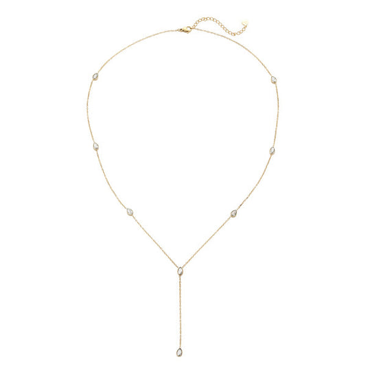 Feine Y-Edelstahlkette mit Zirkon
