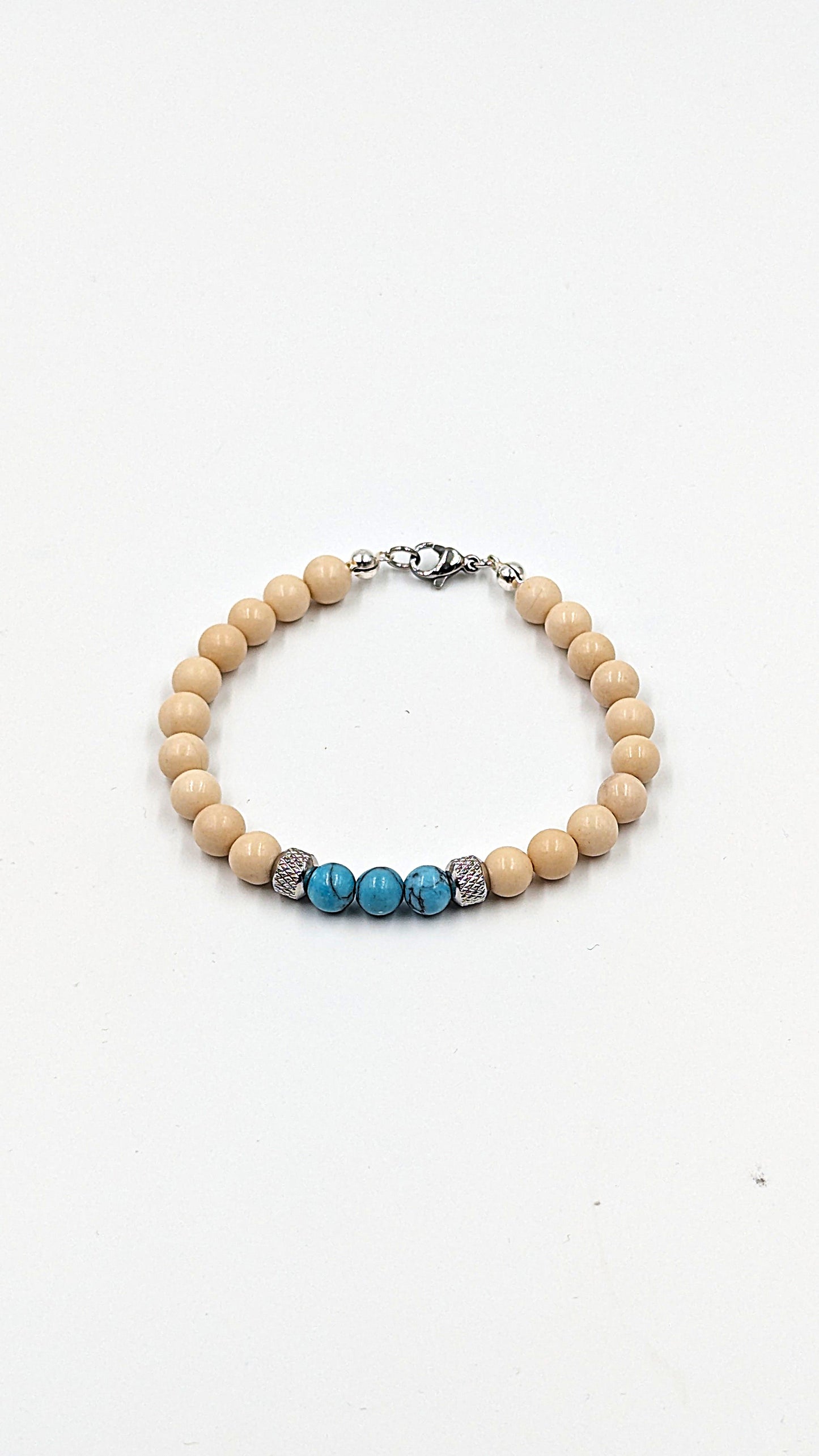 Natursteinarmband mit Edelstahlperlen