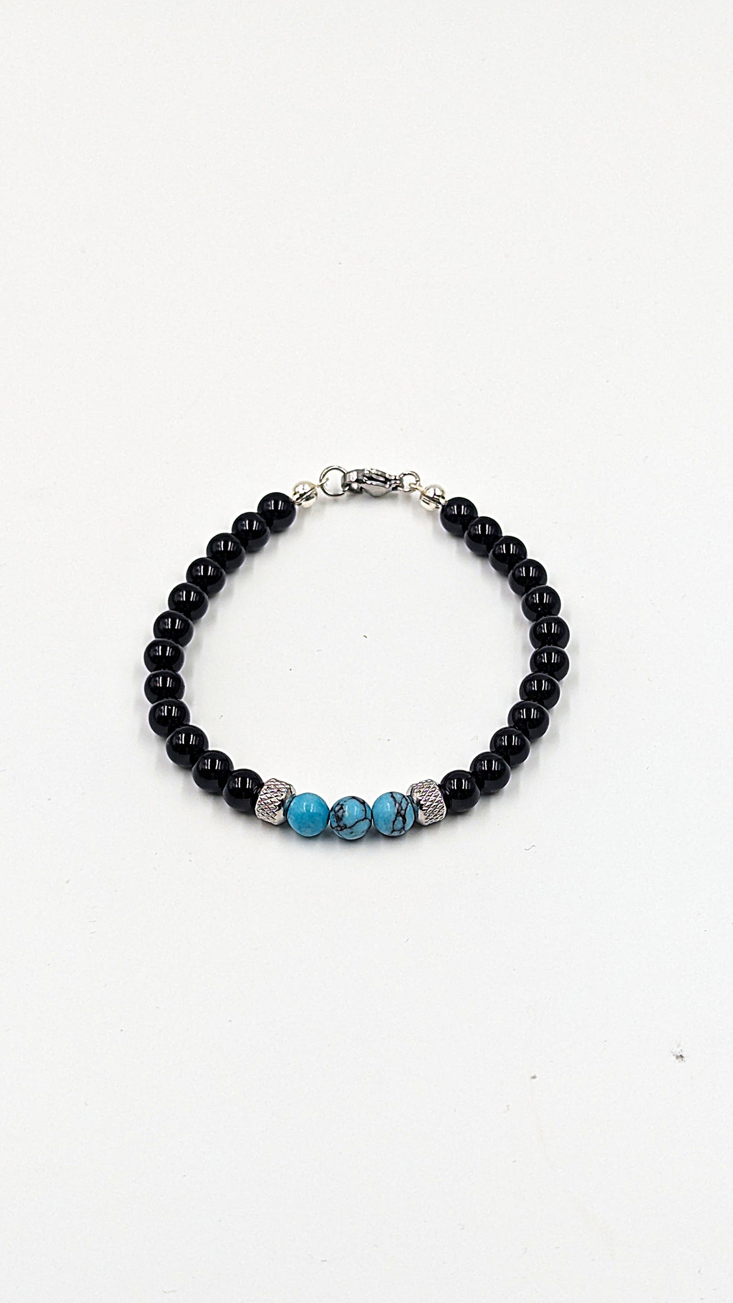 Natursteinarmband mit Edelstahlperlen
