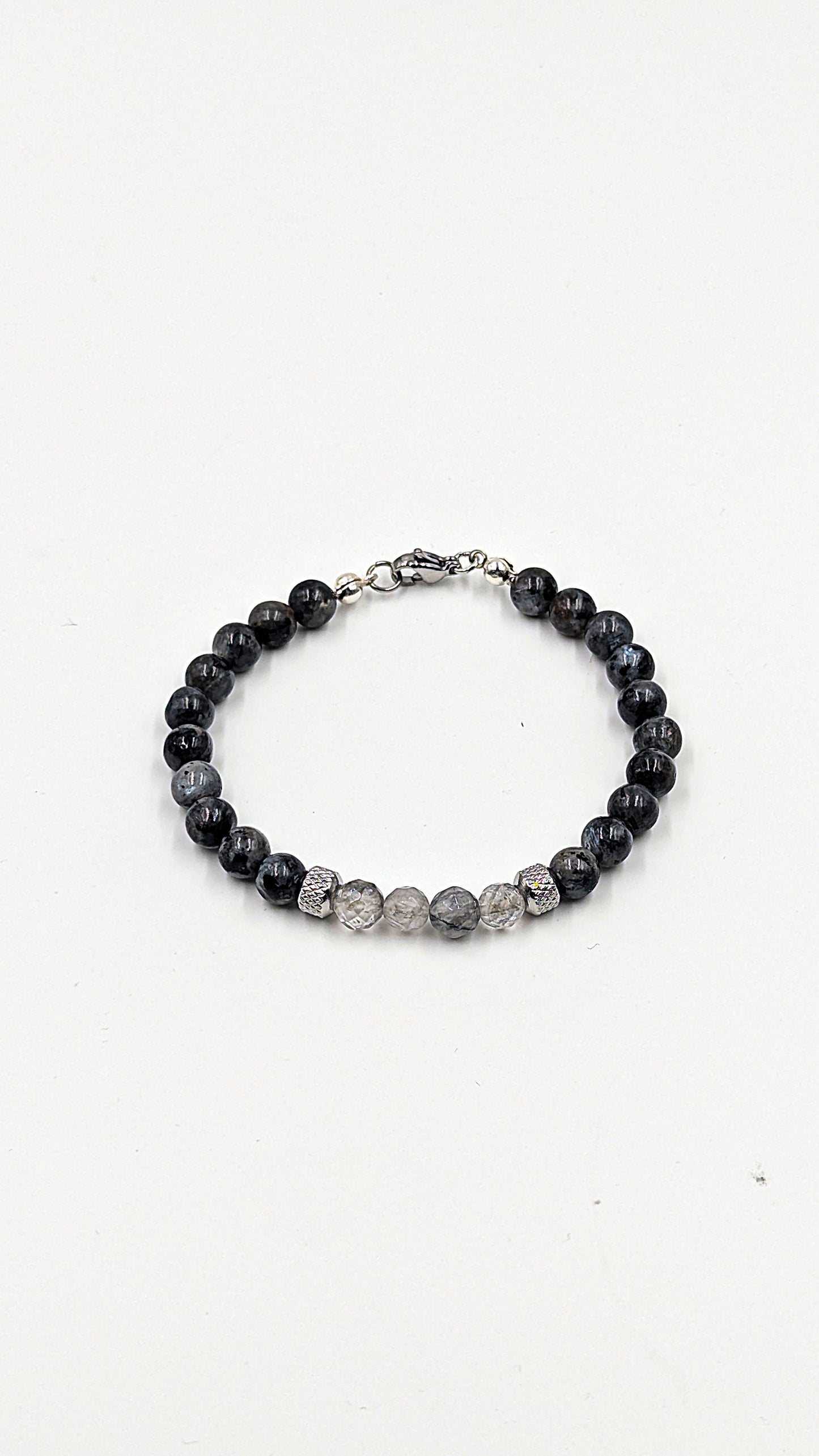 Natursteinarmband Grey mit Edelstahlperlen