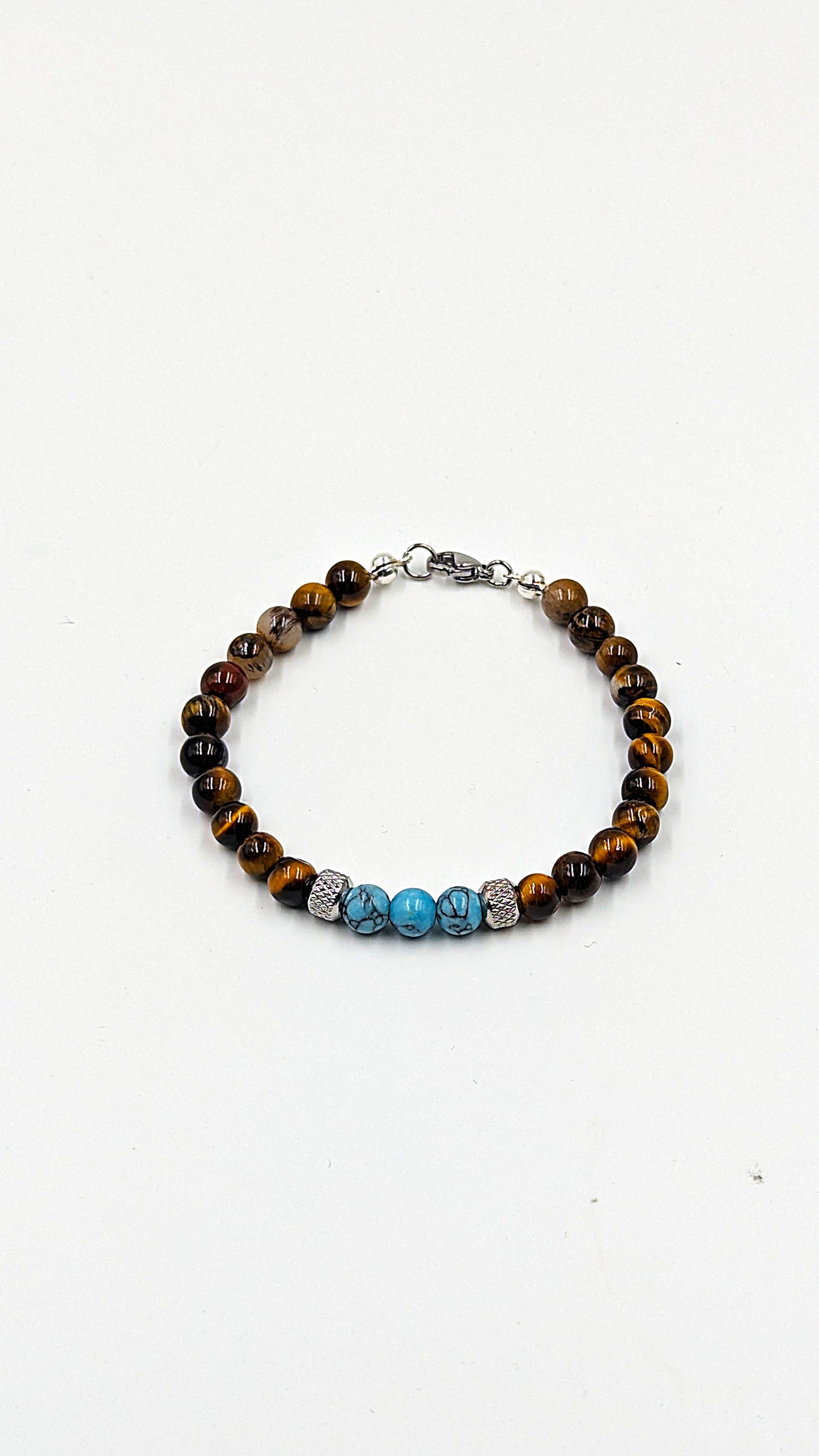 Natursteinarmband mit Edelstahlperlen