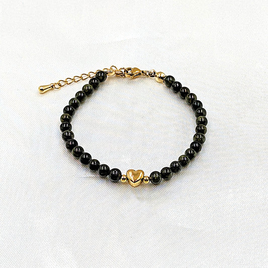 Natursteinperlenarmband Heart