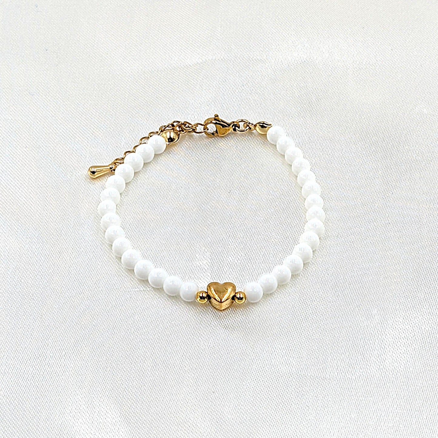 Natursteinperlenarmband Heart