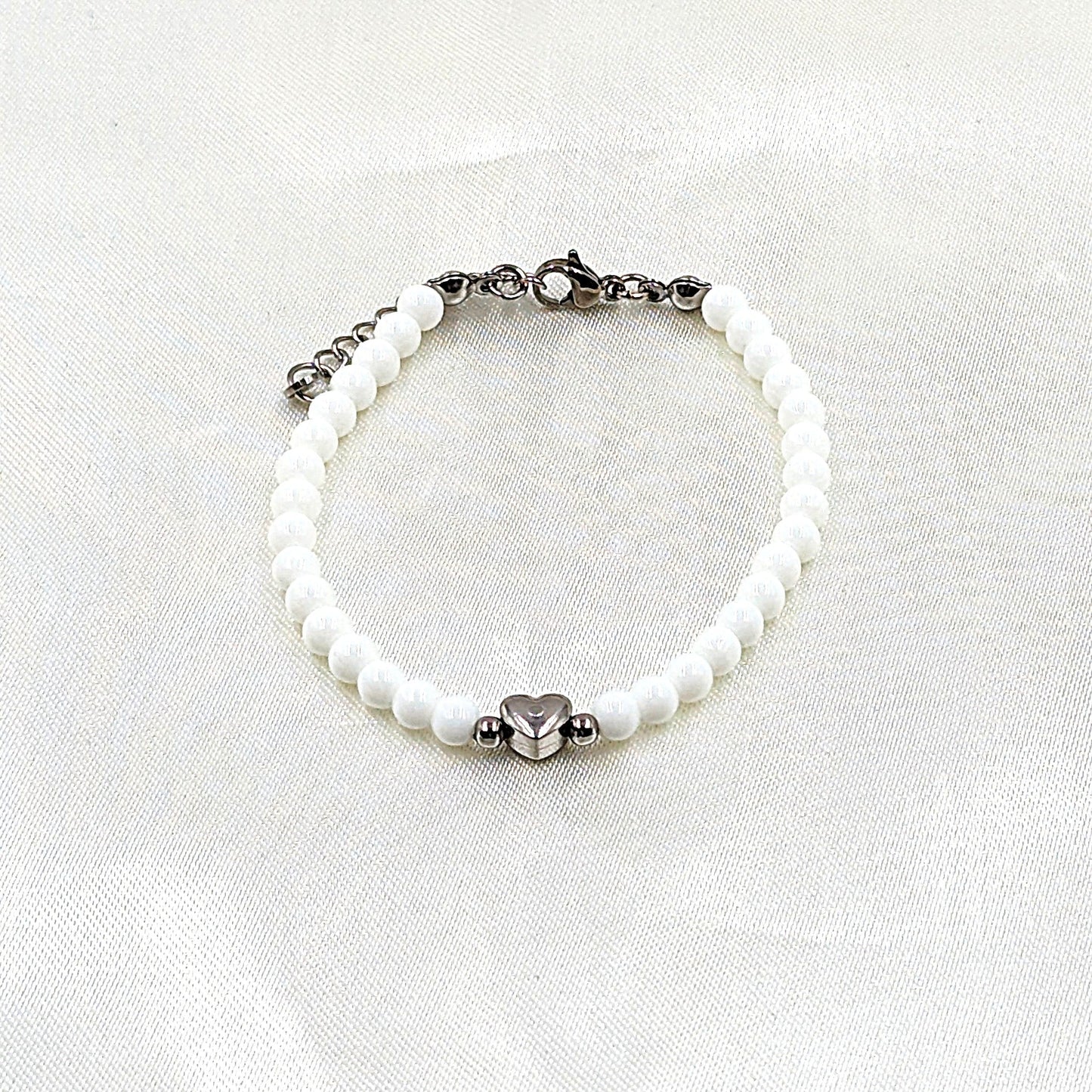 Natursteinperlenarmband Heart