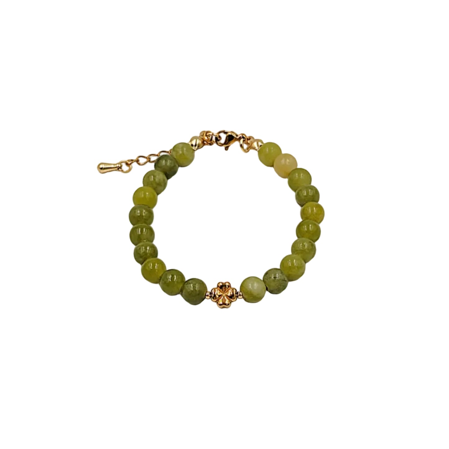 Natursteinperlenarmband Lucky clover