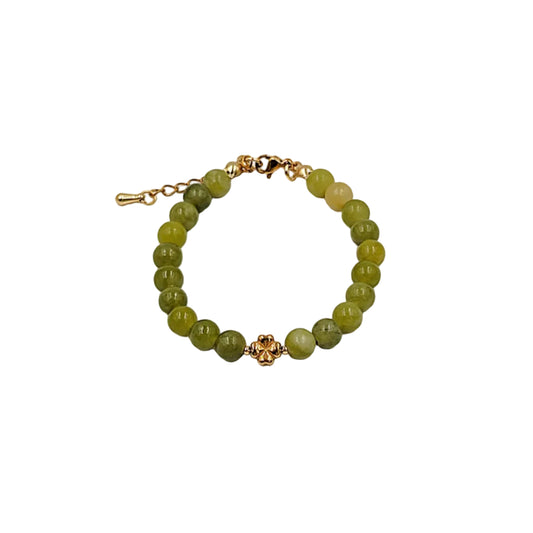 Natursteinperlenarmband Lucky clover