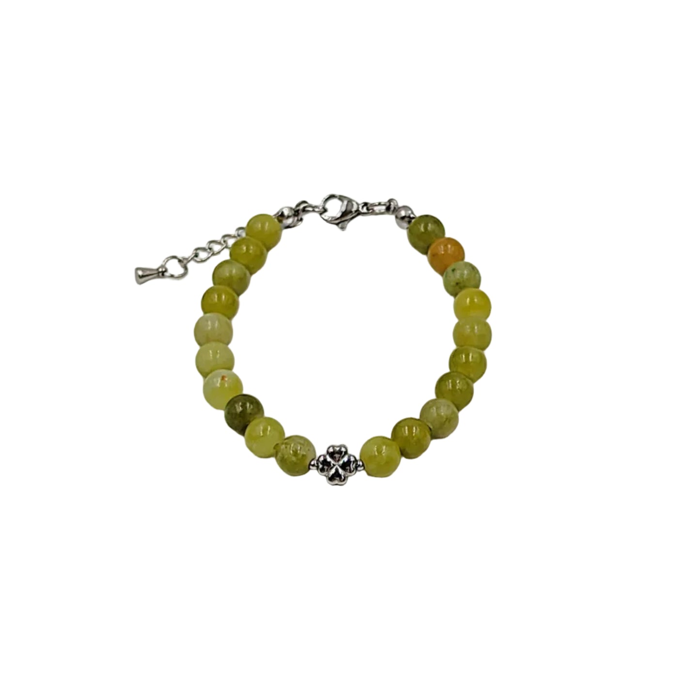 Natursteinperlenarmband Lucky clover