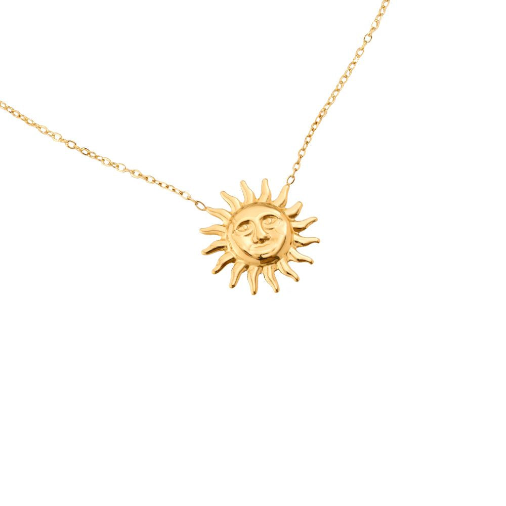 One Sun With Simple Chain Edelstahl Halskette