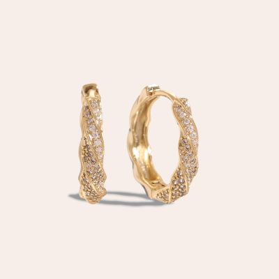 Mini Diamonds In Hoop Vergoldete Ohrringe