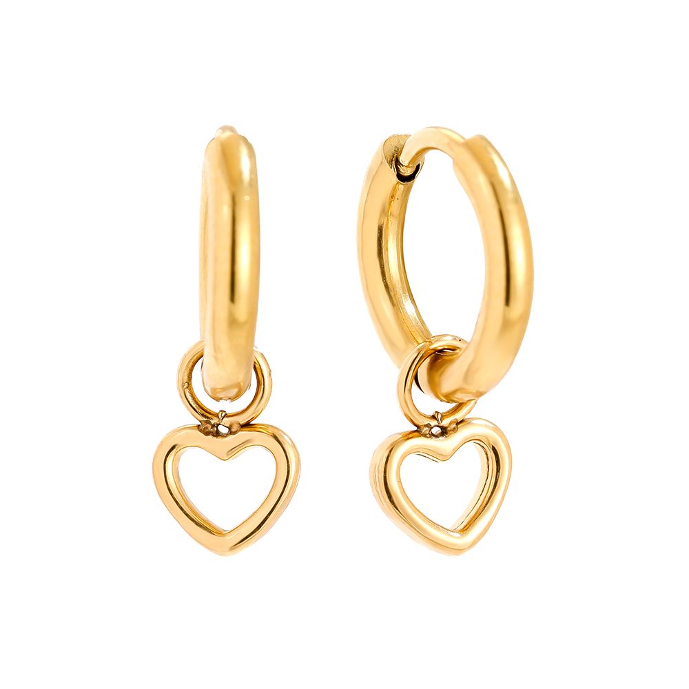 Hollow Heart Edelstahl Ohrringe