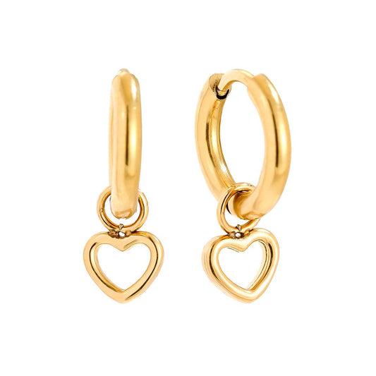 Hollow Heart Edelstahl Ohrringe