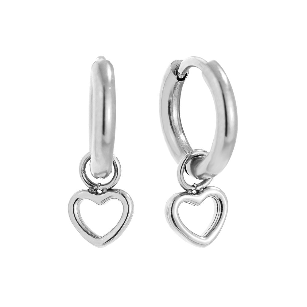 Hollow Heart Edelstahl Ohrringe