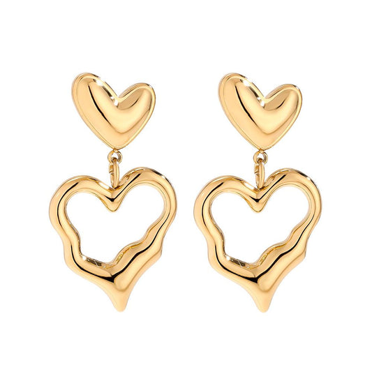 Irregular Heart Edelstahl Ohrringe