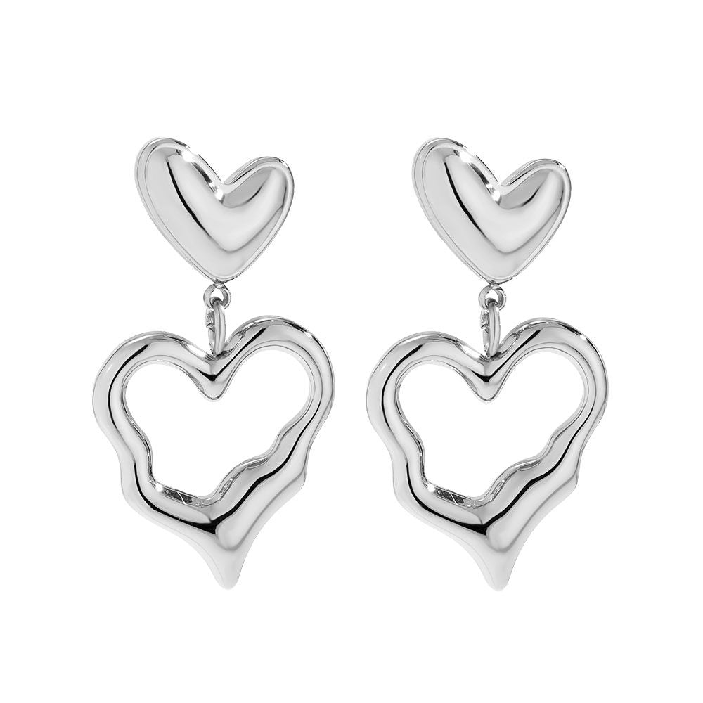 Irregular Heart Edelstahl Ohrringe