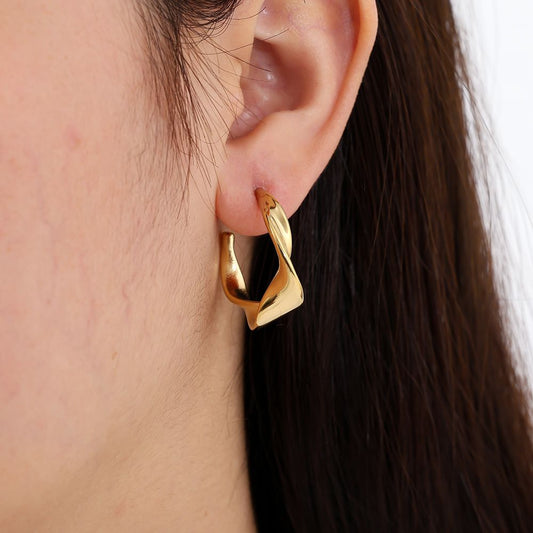 Twist Half Hoop Edelstahl Ohrringe