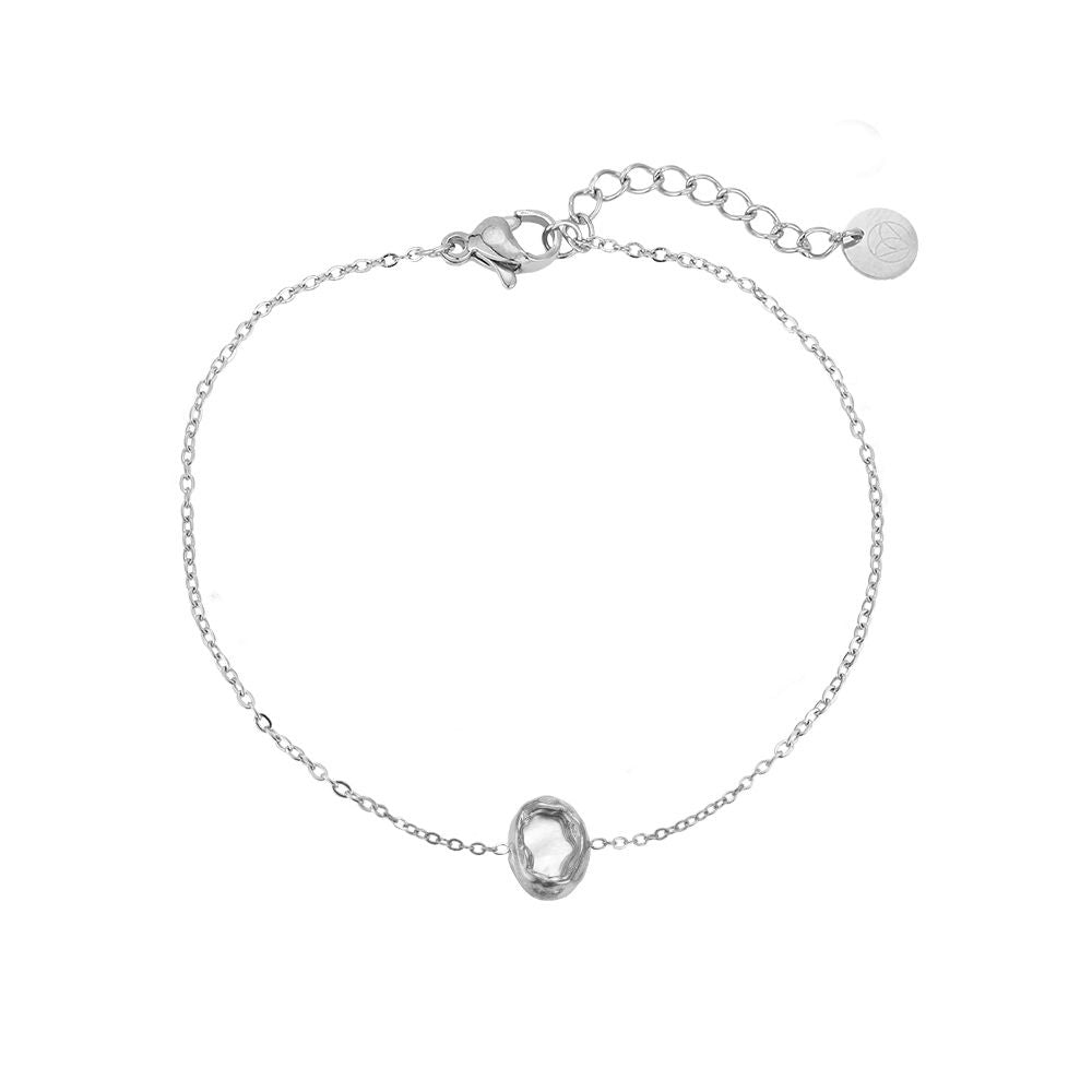 Shining Mother Of Pearl In Oval Frame Edelstahl Armband