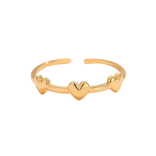 Three Tiny Heart Edelstahl Ring