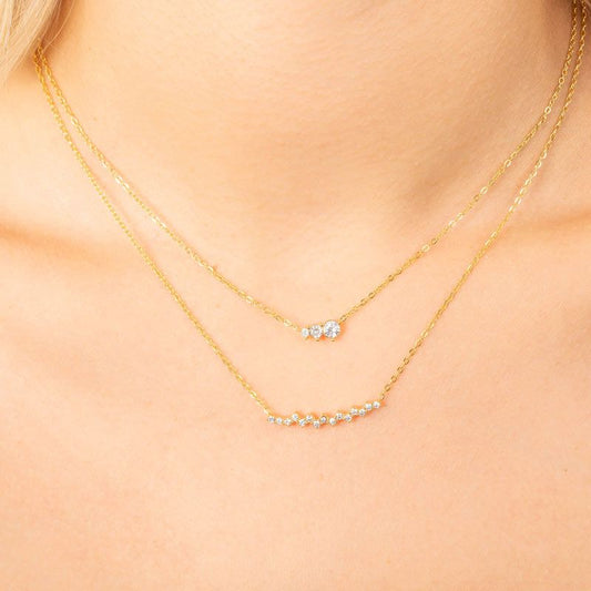 15 Tiny Diamonds Stainless Steel Necklace