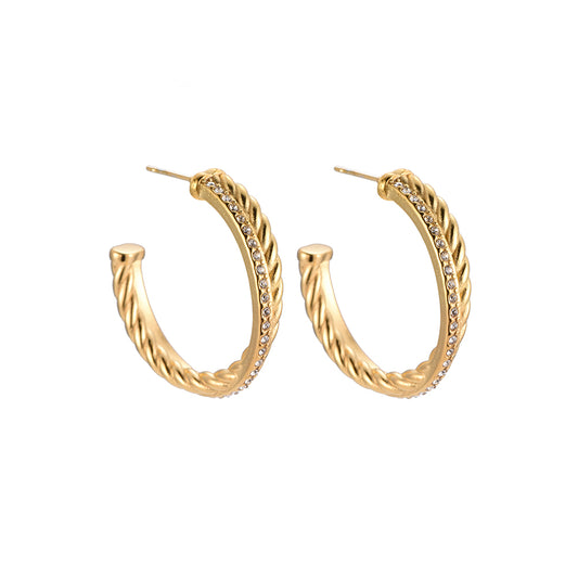 Diamonds & Twist Stainless Steel Earrings