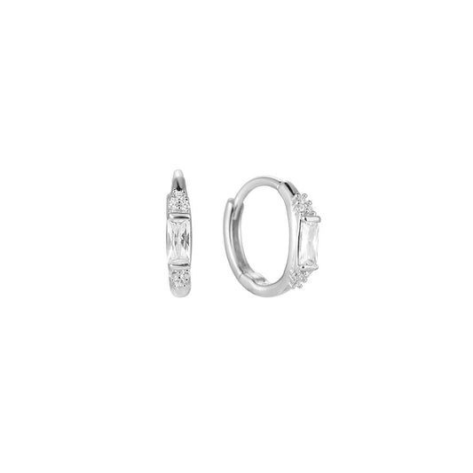 Slim Cube Hoop 925 Silver Earrings