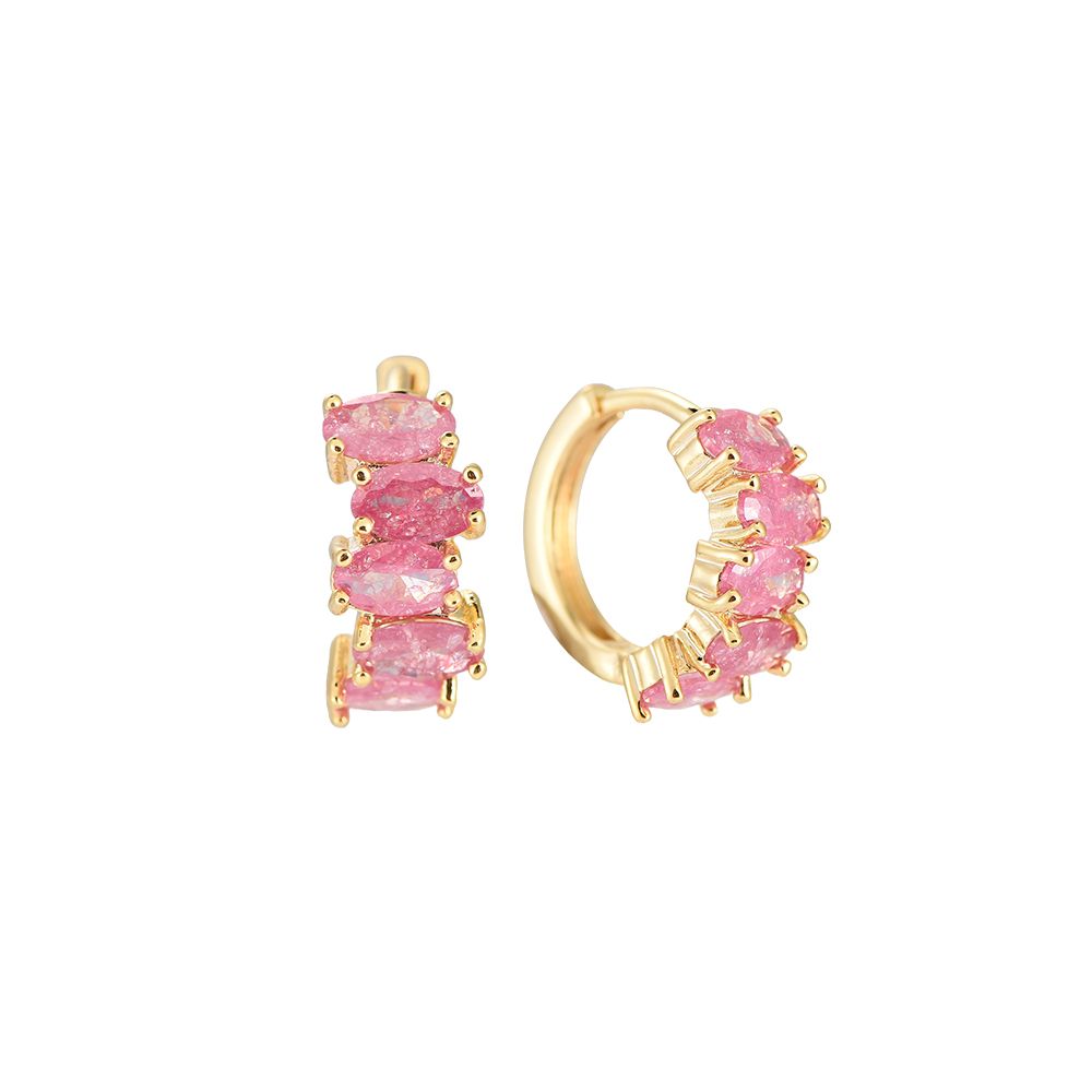 Glittering Color Hoop Plated Earrings