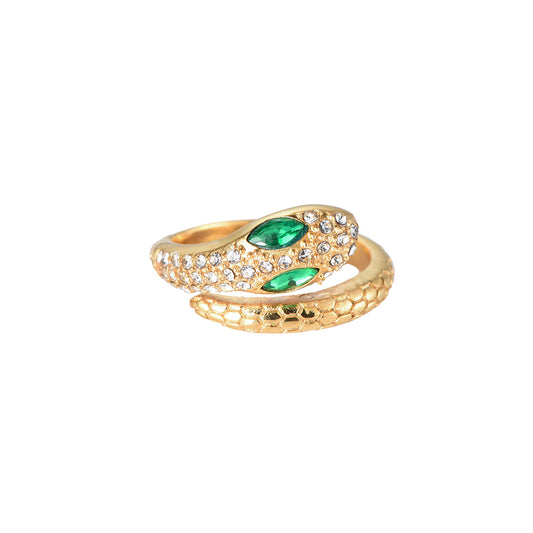 Big Green Eye Snake Edelstahl Ring