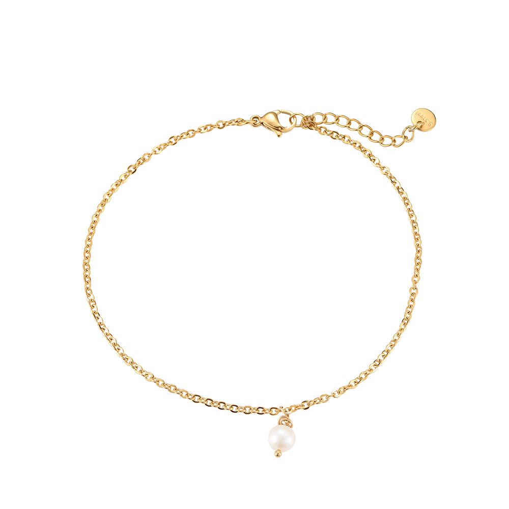 Fine Round Pearl Stainless Steel Anklet