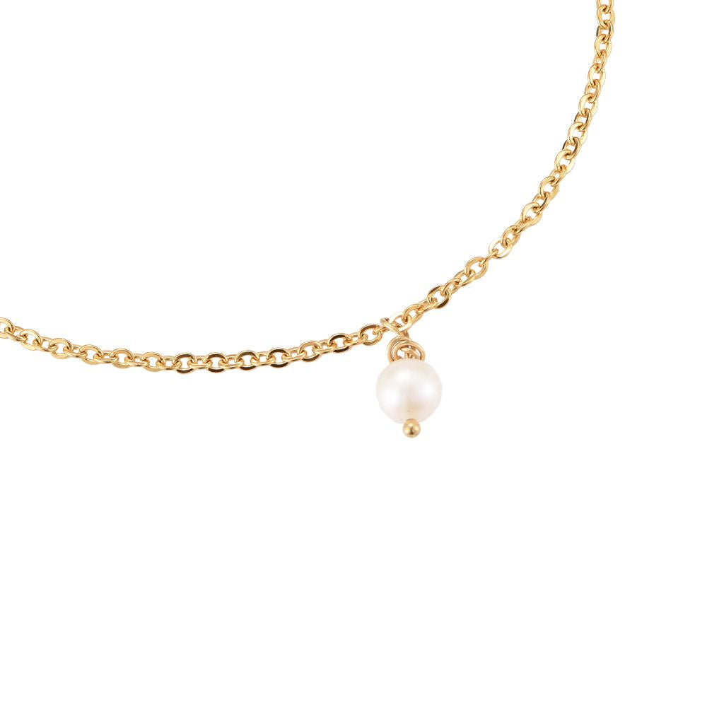 Fine Round Pearl Stainless Steel Anklet
