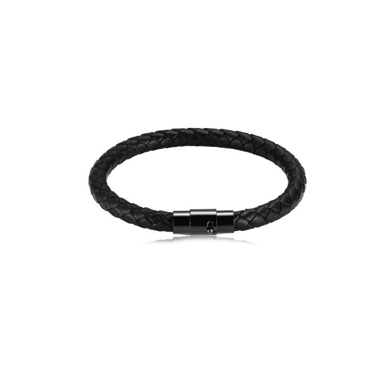 Jan Simple Stainless Steel Leather Bracelet