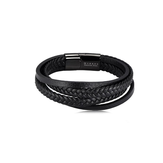 Marc Multi-Layered Stainless Steel Leather Bracelet